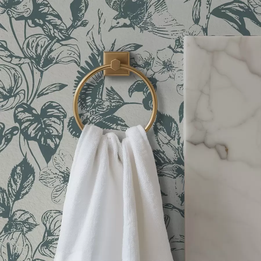 Fototapet Monochromatický květinový ornament s ptáky a00737