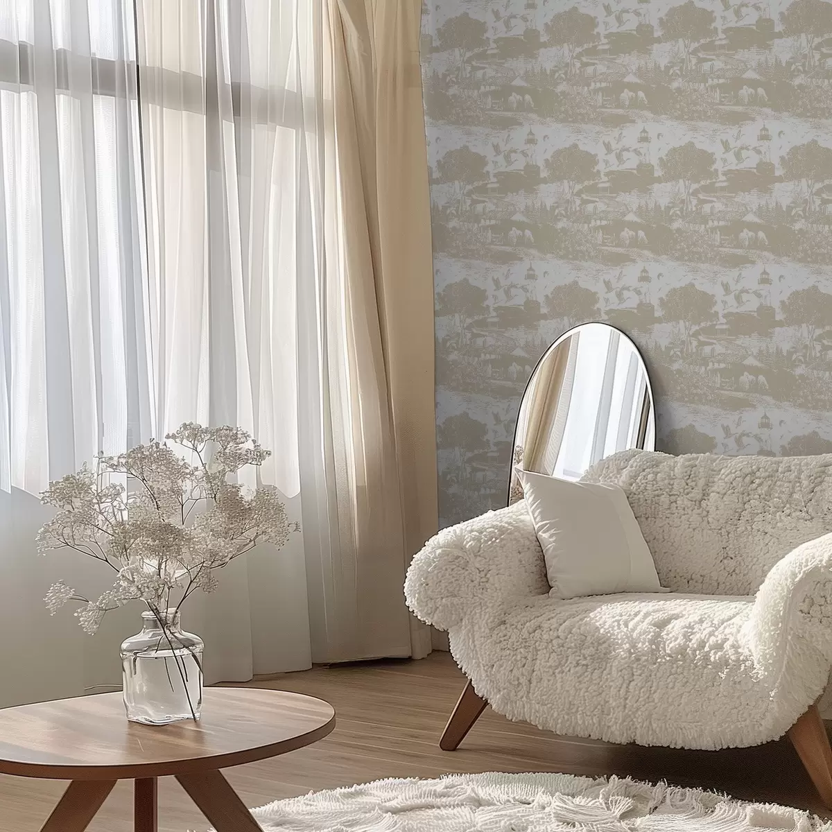 Tapety Scéna s majákem, stromy a domy v sieně a00739