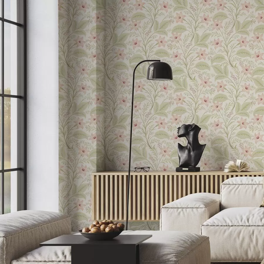 Fototapet Jemné květy a listy v pastelových tónech a00771