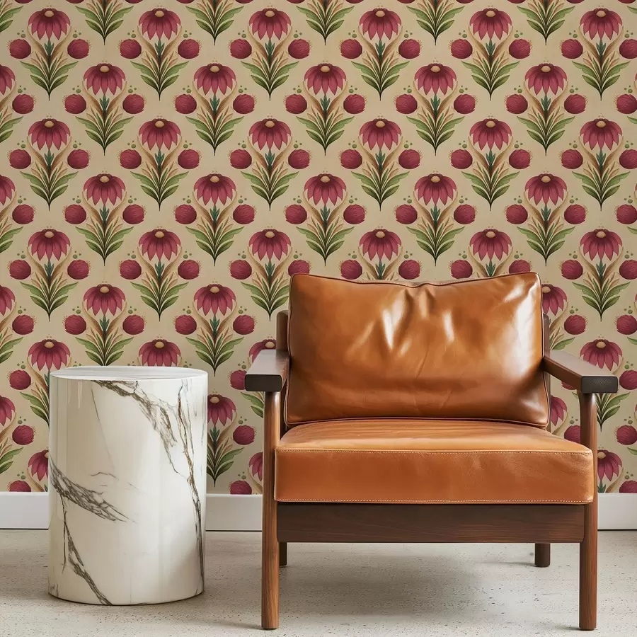 Fototapet Symetrický květinový ornament na teplém béžovém pozadí a00812v6