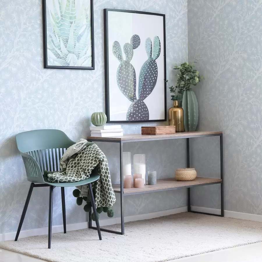 Fototapet Borovicové větve ve světlých tónech na modrém pozadí a00838