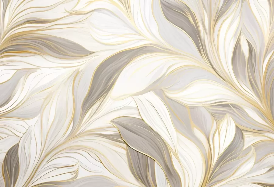 Fototapet Listy s hladkými křivkami v světle béžovo-šedých tónech w04609