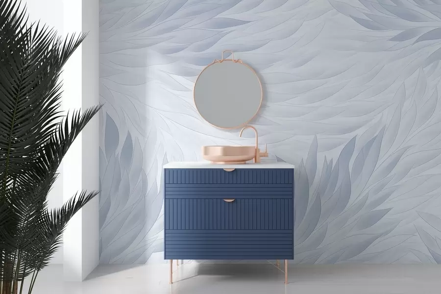 Fototapet Vlnitá listová hmota v světle modrých tónech w04610v1