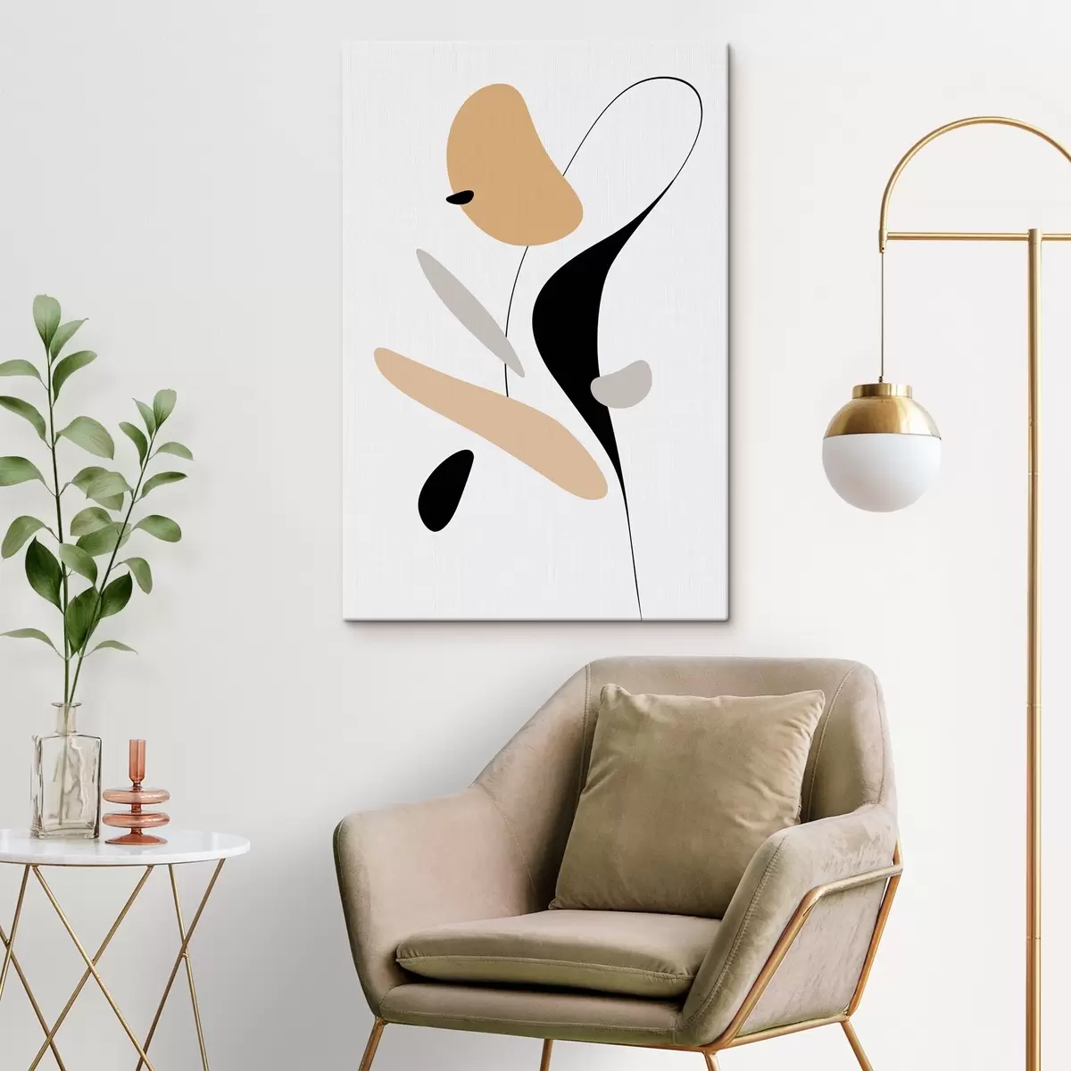 Obraz Abstraktní kompozice se skvrnami a čarami Č. s46350