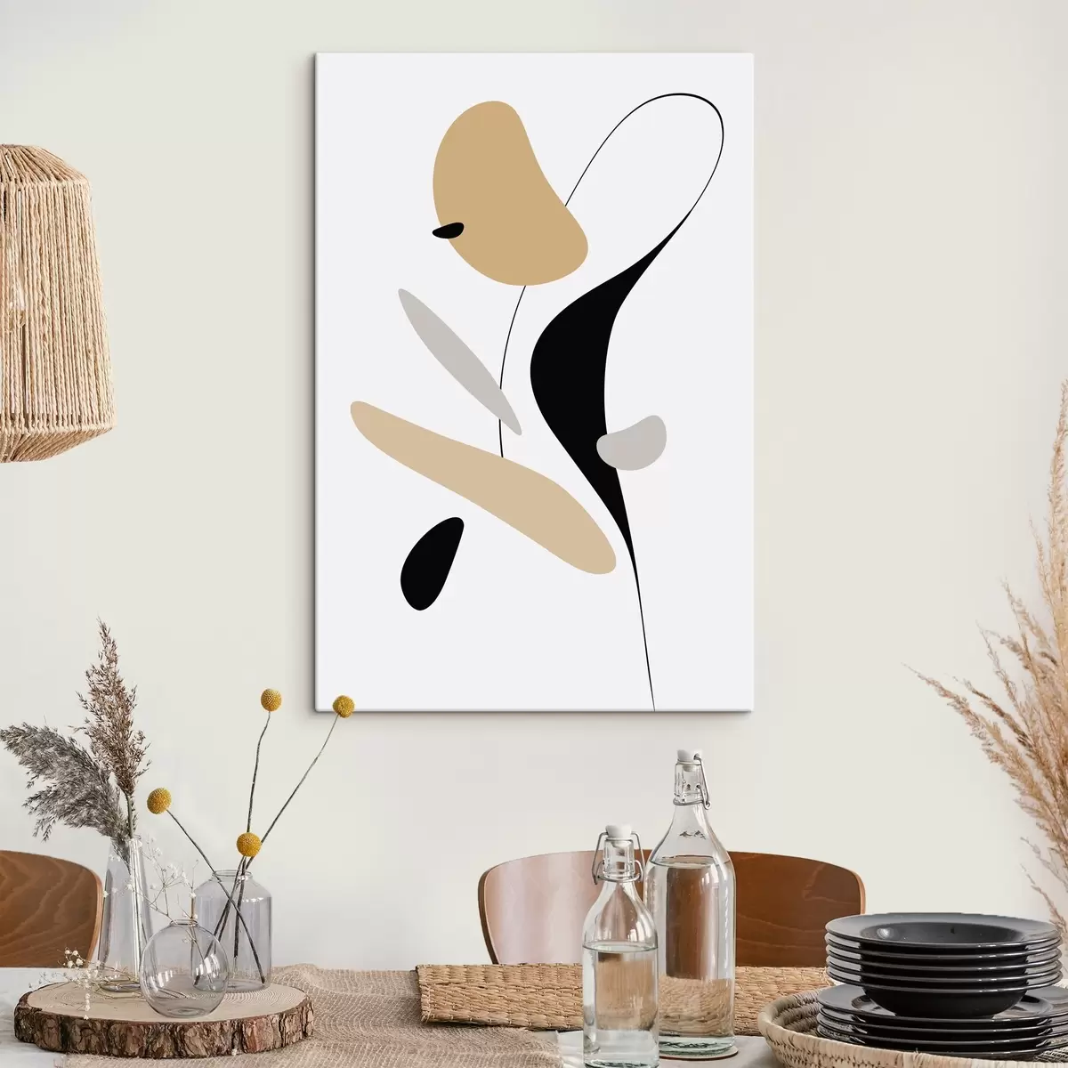 Obraz Abstraktní kompozice se skvrnami a čarami Č. s46350