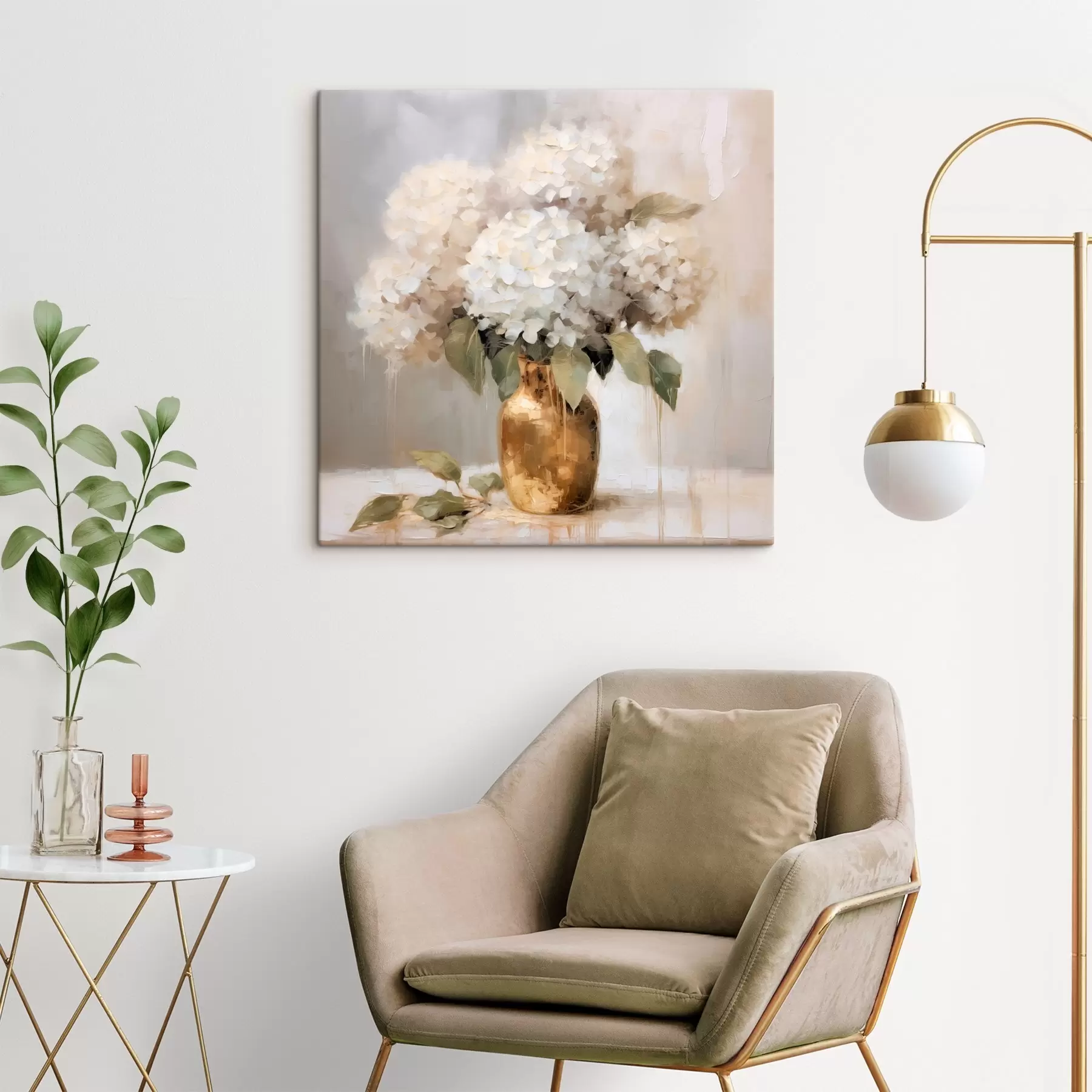 Obraz Jemná kytice hortenzií ve váze Č. s46263