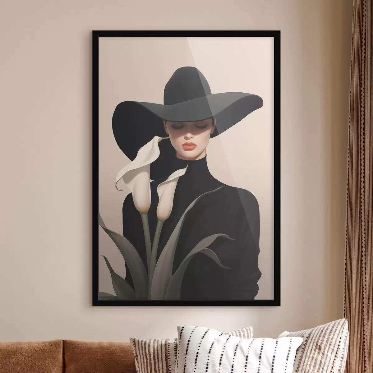 Poster Dívka v klobouku s kalasami f46420