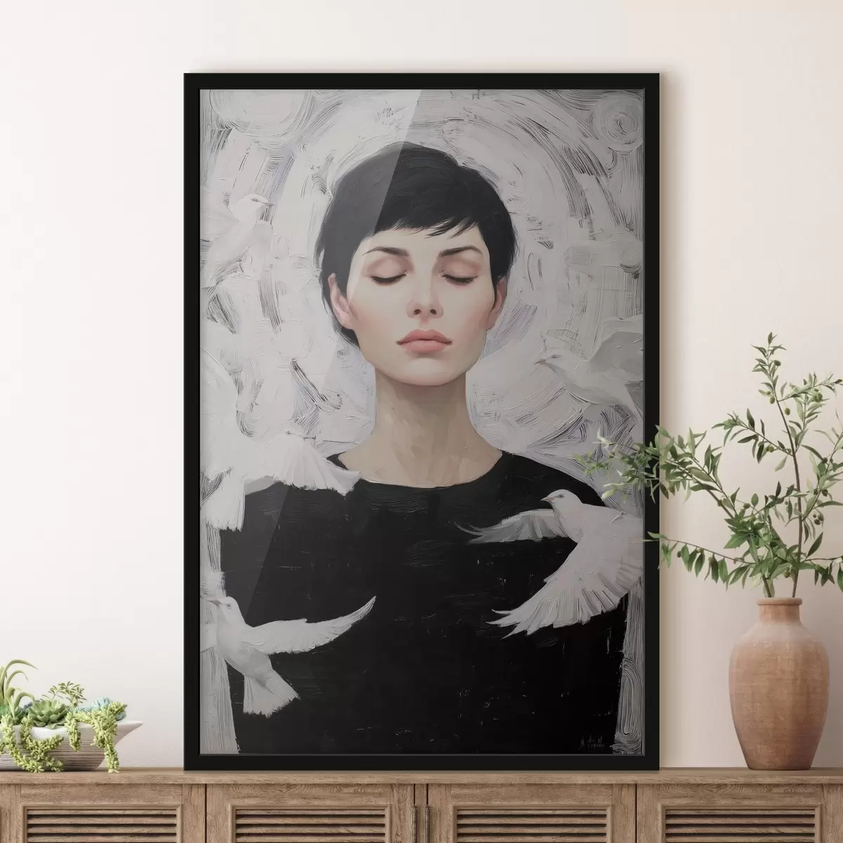 Poster Dívka s ptáky f46368