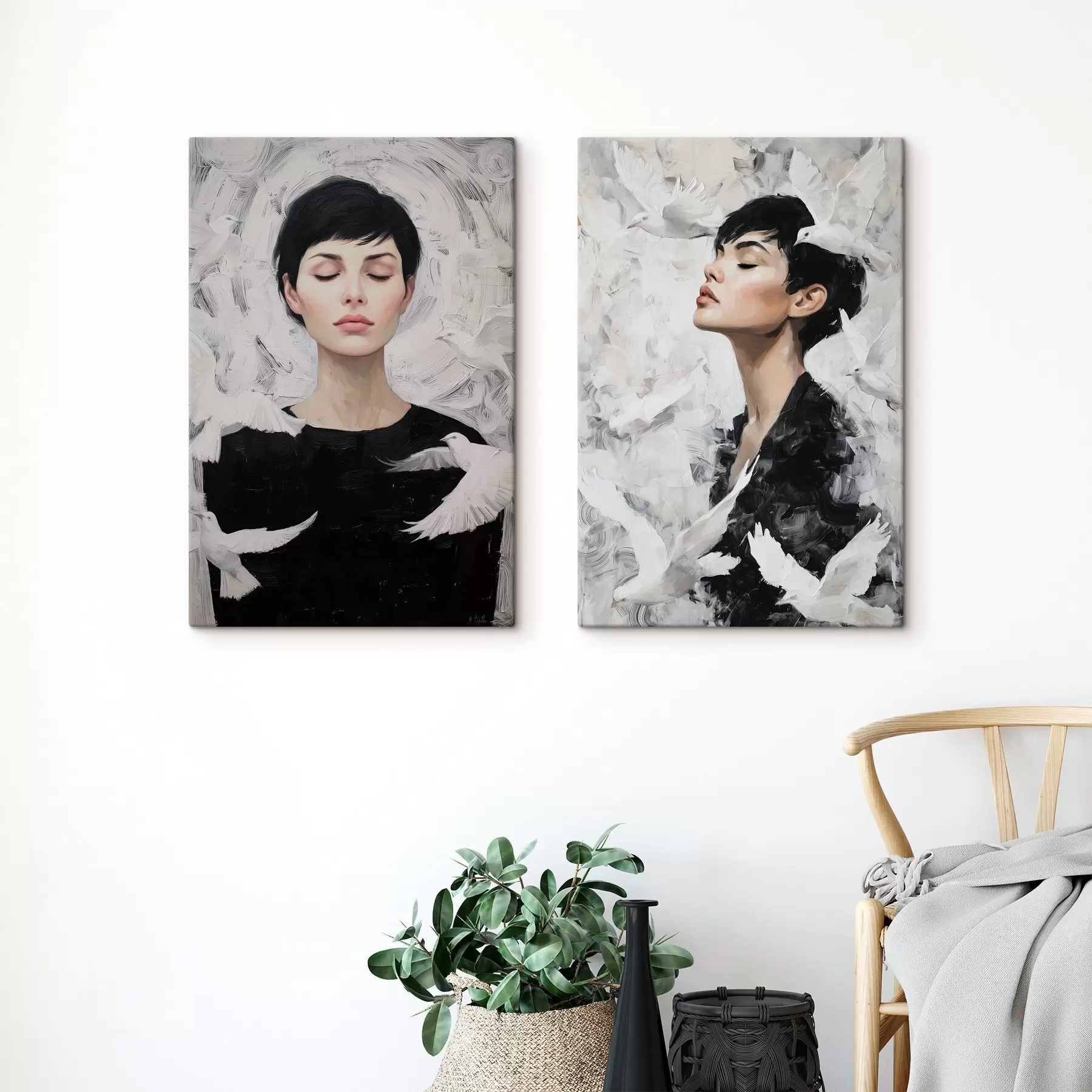 Obraz Žena s holubicemi Č. m00923