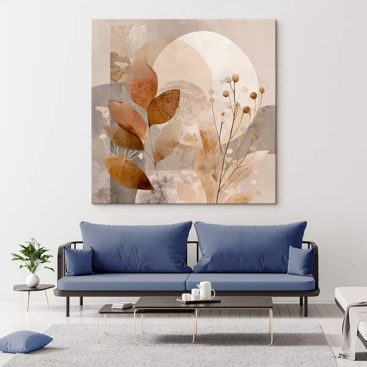 Obraz Květinový vzor v béžové a hnědé barvě Č. s46308