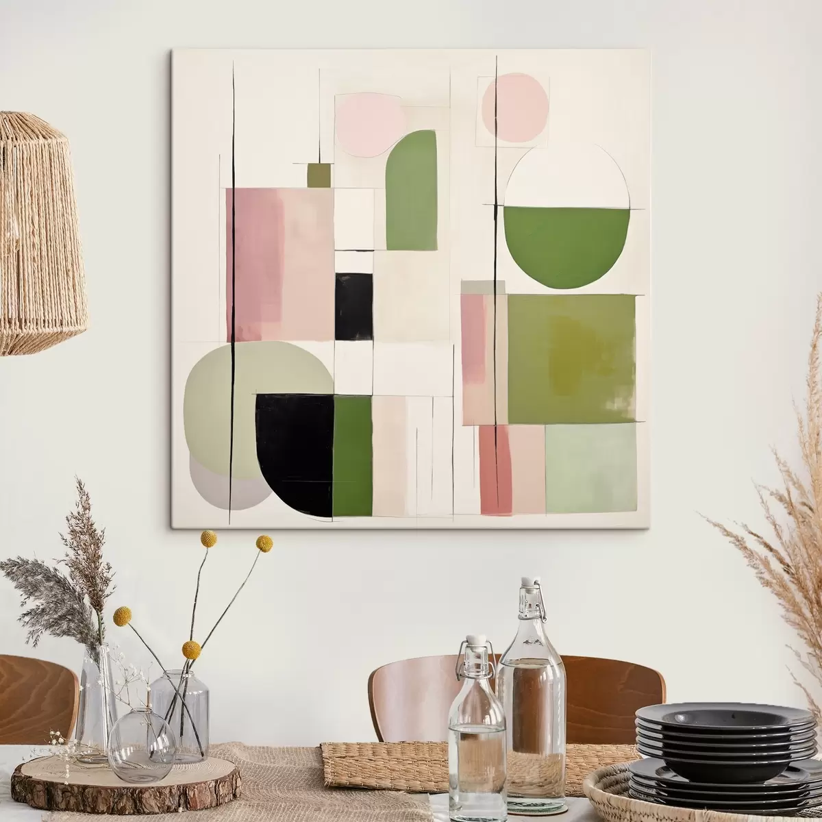 Obraz Abstraktní umění s barevnými bloky a čarami Č. s46313