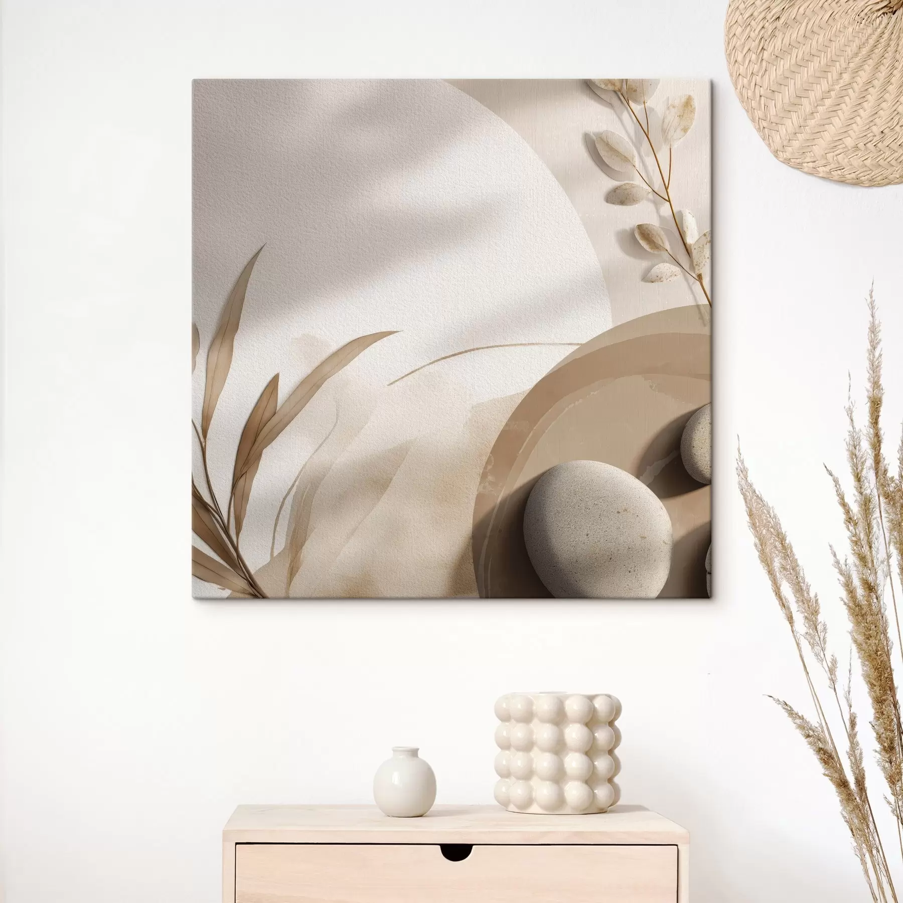 Obraz Kameny a stíny na zdi v béžových tónech Č. s46311