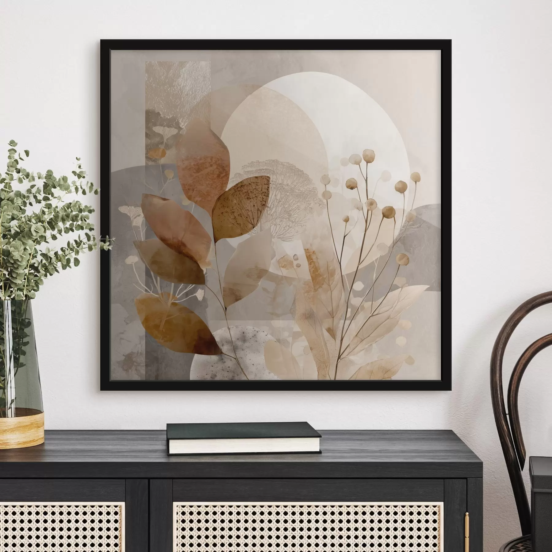 Fototapet Květinový vzor v béžové a hnědé barvě f46308