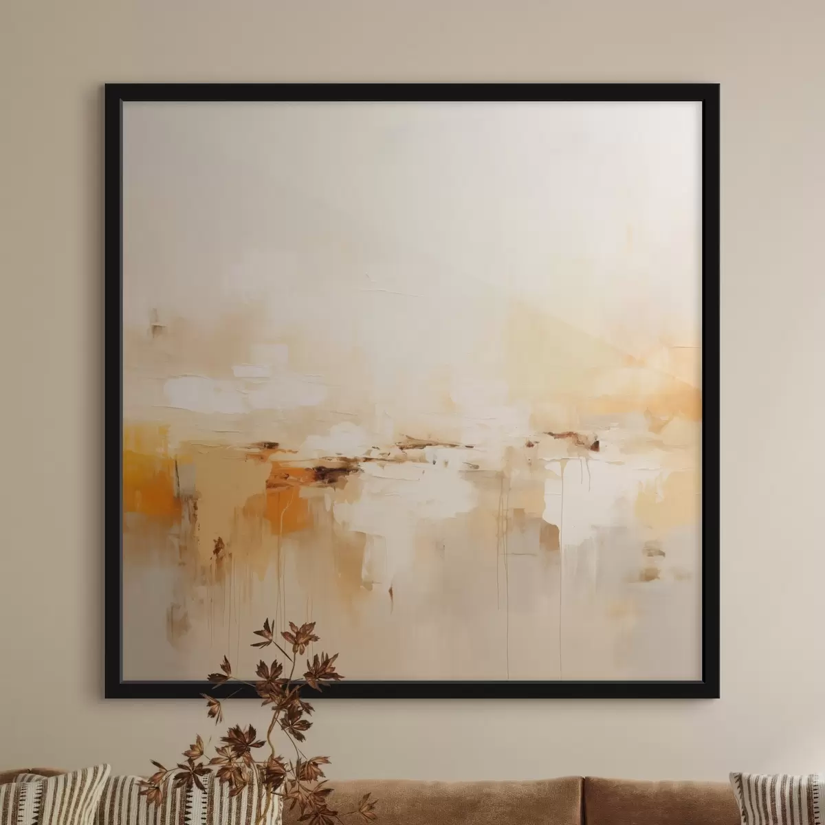 Poster Lehká olejová abstrakce s oranžovými akcenty f46315