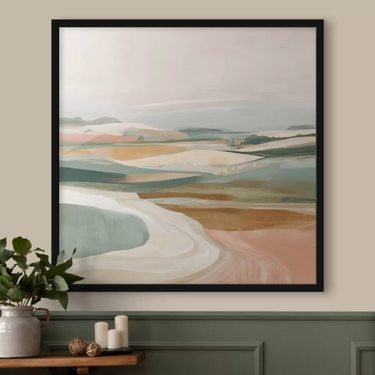 Poster Pohled na venkov s poli a silnicí v akvarelovém stylu f46317