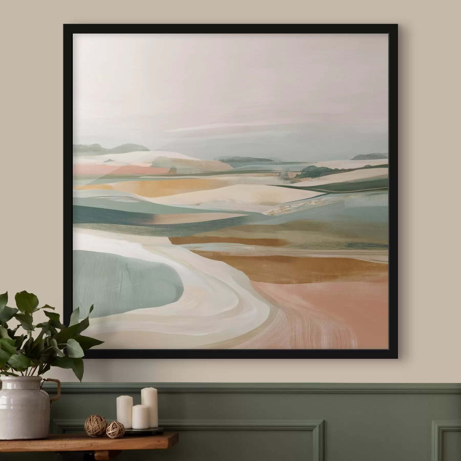 Fototapet Pohled na venkov s poli a silnicí v akvarelovém stylu f46317