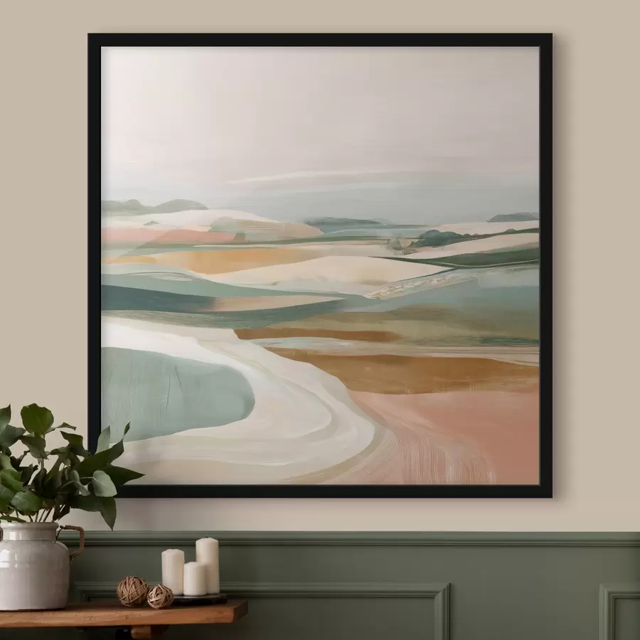 Fototapet Pohled na venkov s poli a silnicí v akvarelovém stylu f46317