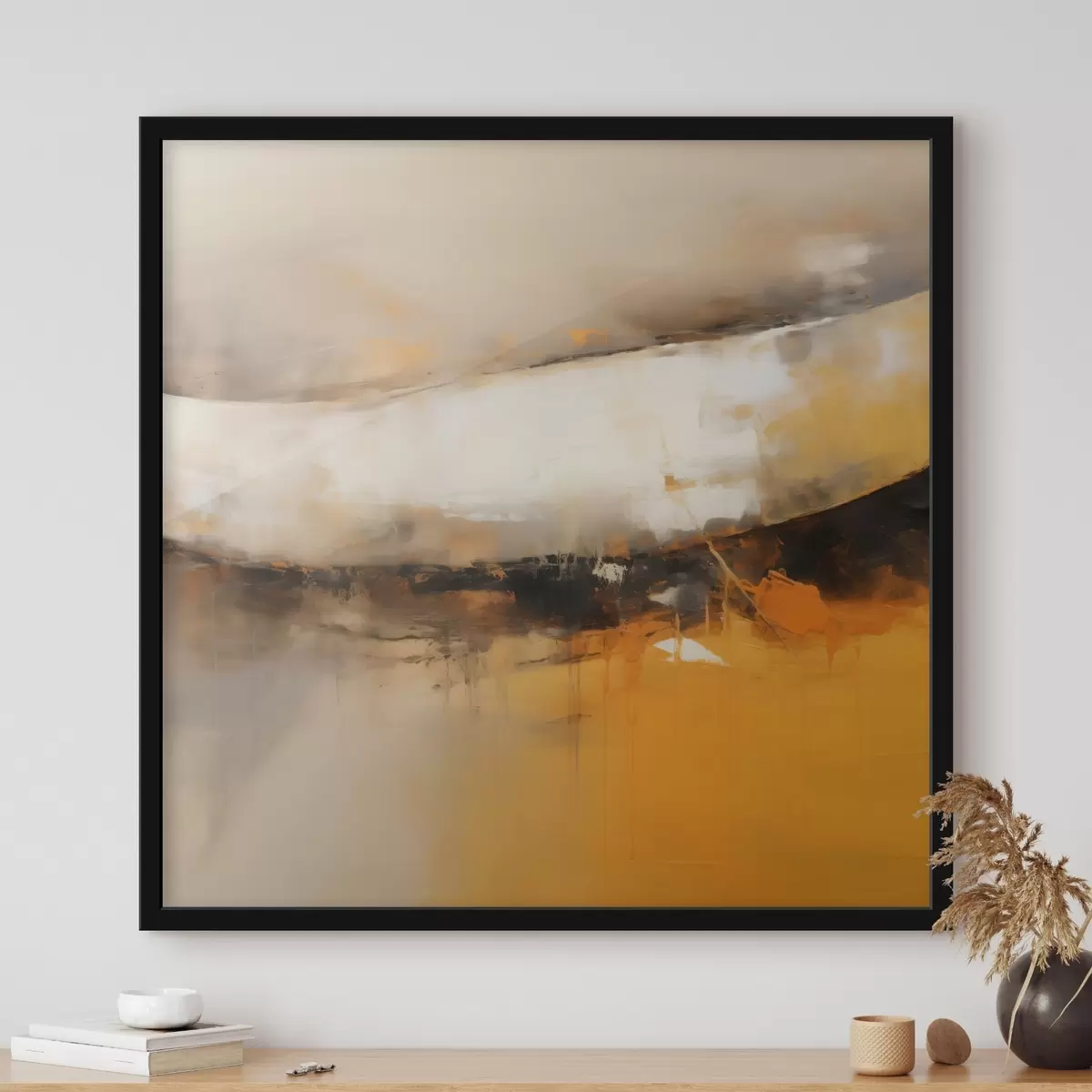 Poster Dynamická kompozice s oranžovými a tmavými tóny f46318