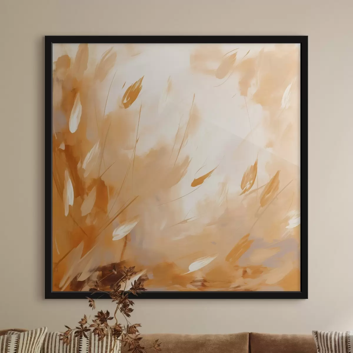 Poster Abstraktní okvětní lístky a stonky v olejovém stylu f46319