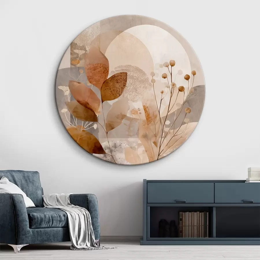 Obraz Květinový vzor v béžové a hnědé barvě Č. r46308