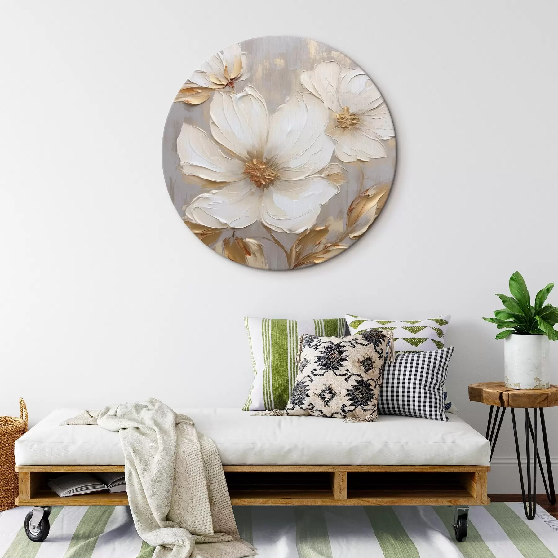 Obraz Velké texturované květiny s tahy štětcem v teplé barevné paletě Č. r46176