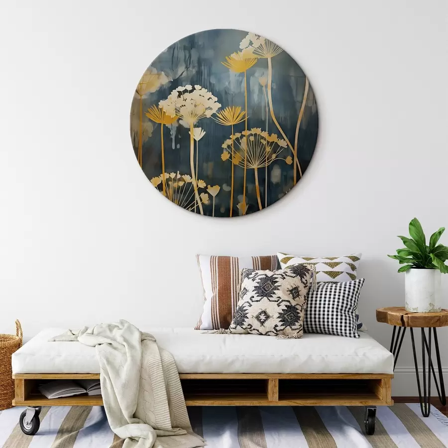 Obraz Stylizované květiny s tenkými stonky na tmavém pozadí Č. r46188