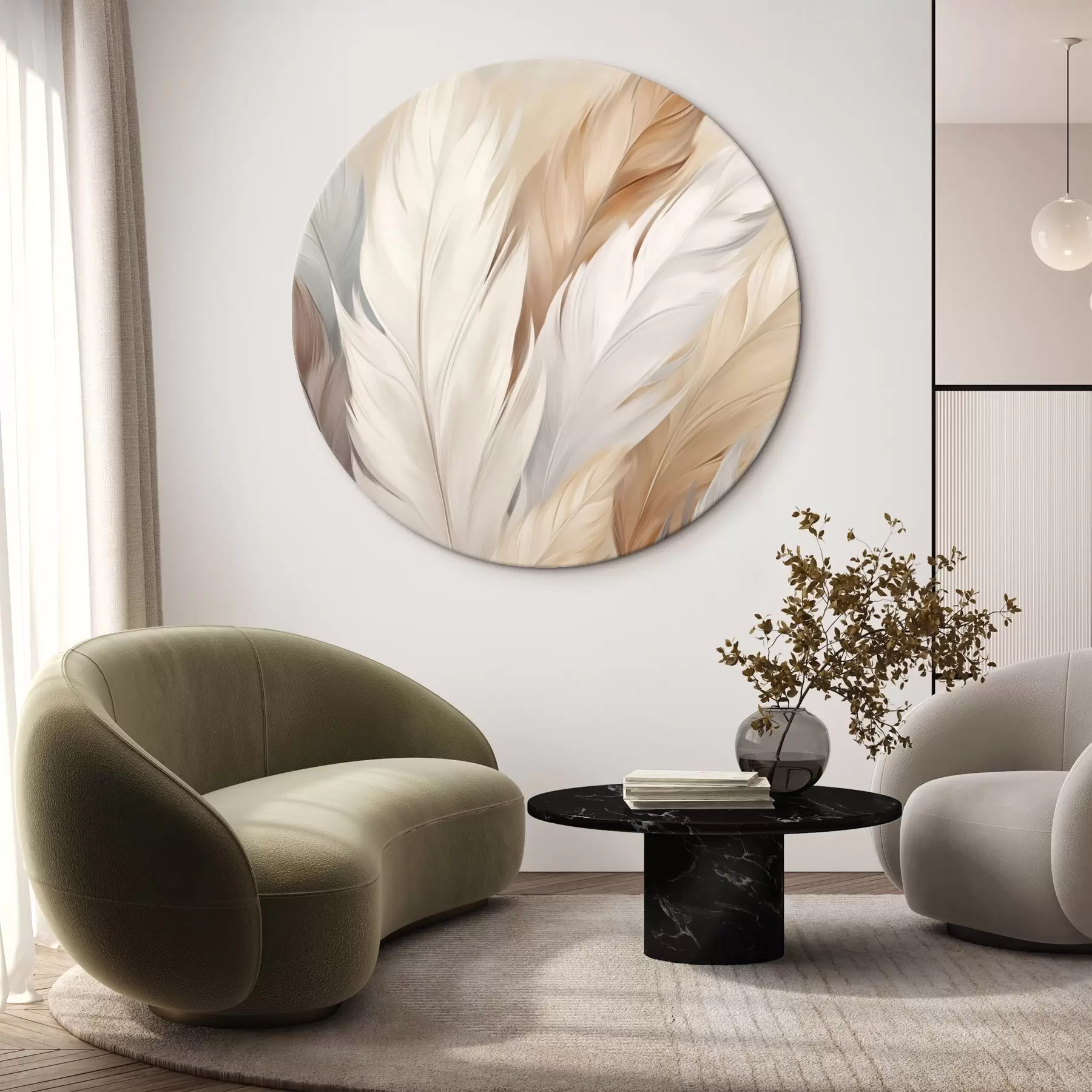 Obraz Měkká peříčka v béžových a šedých odstínech Č. r46190