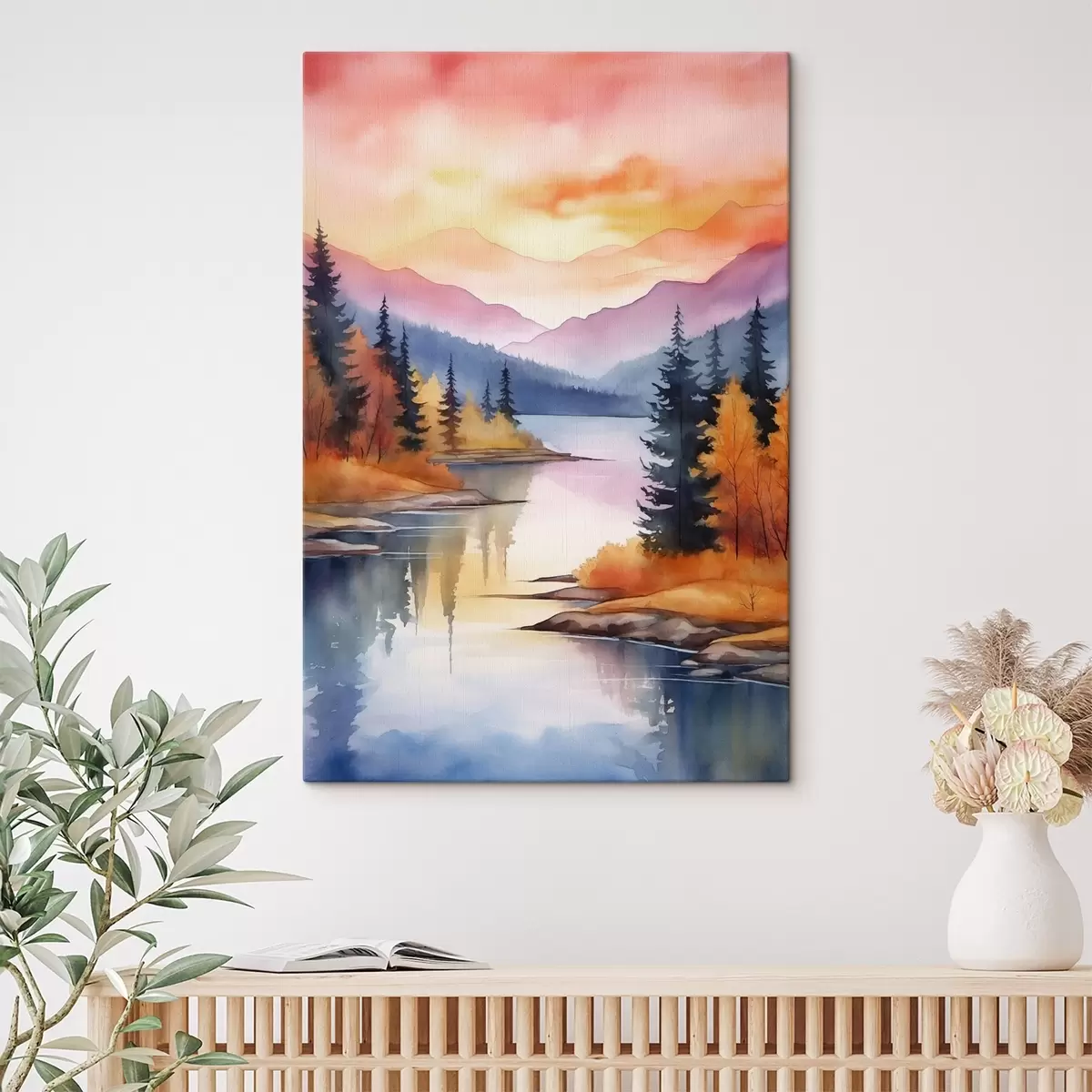 Obraz Podzimní krajina u jezera s jasnou oblohou Č. s46155