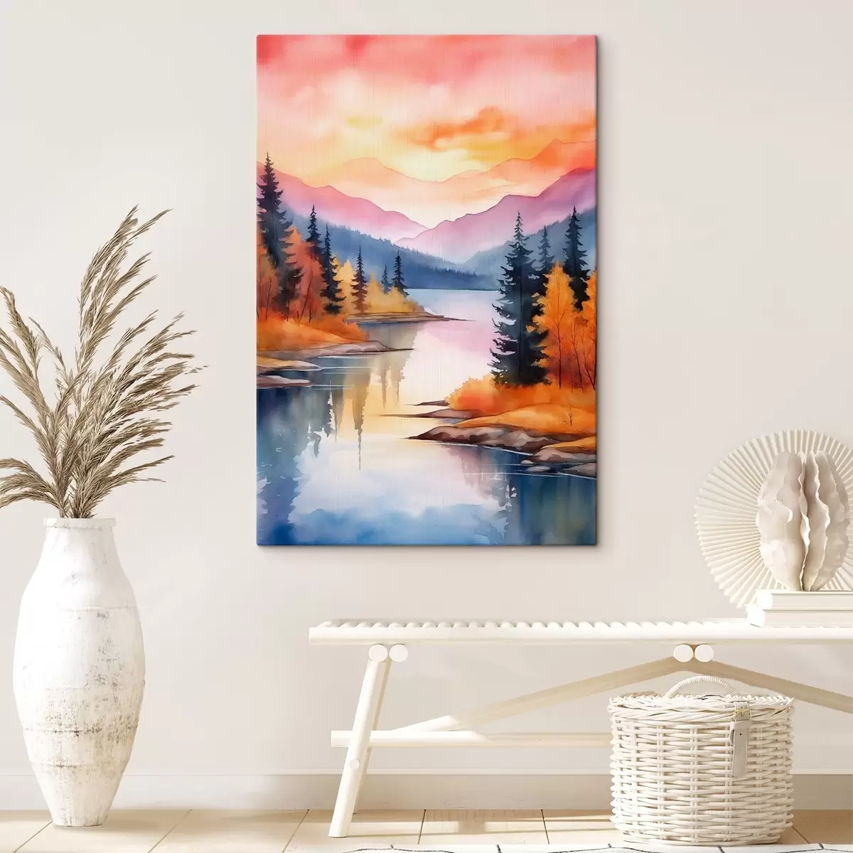 Obraz Podzimní krajina u jezera s jasnou oblohou Č. s46155