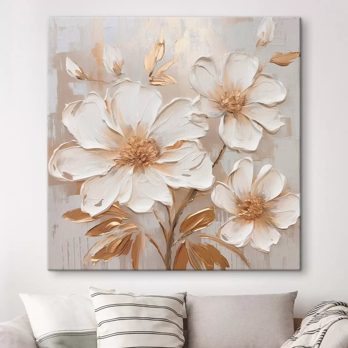 Obraz Texturované květiny na světlém pozadí s teplými odstíny Č. s46166