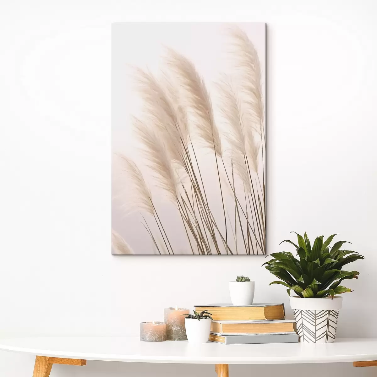 Obraz Světlé trávy s nadýchanými vrcholky na světlém pozadí Č. s46179