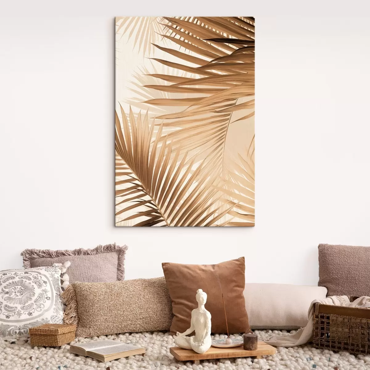 Obraz Abstraktní palmové listy v hnědých tónech, tropické, botanické, přírodní, minimalistické, elegantní, moderní design Č. s46275