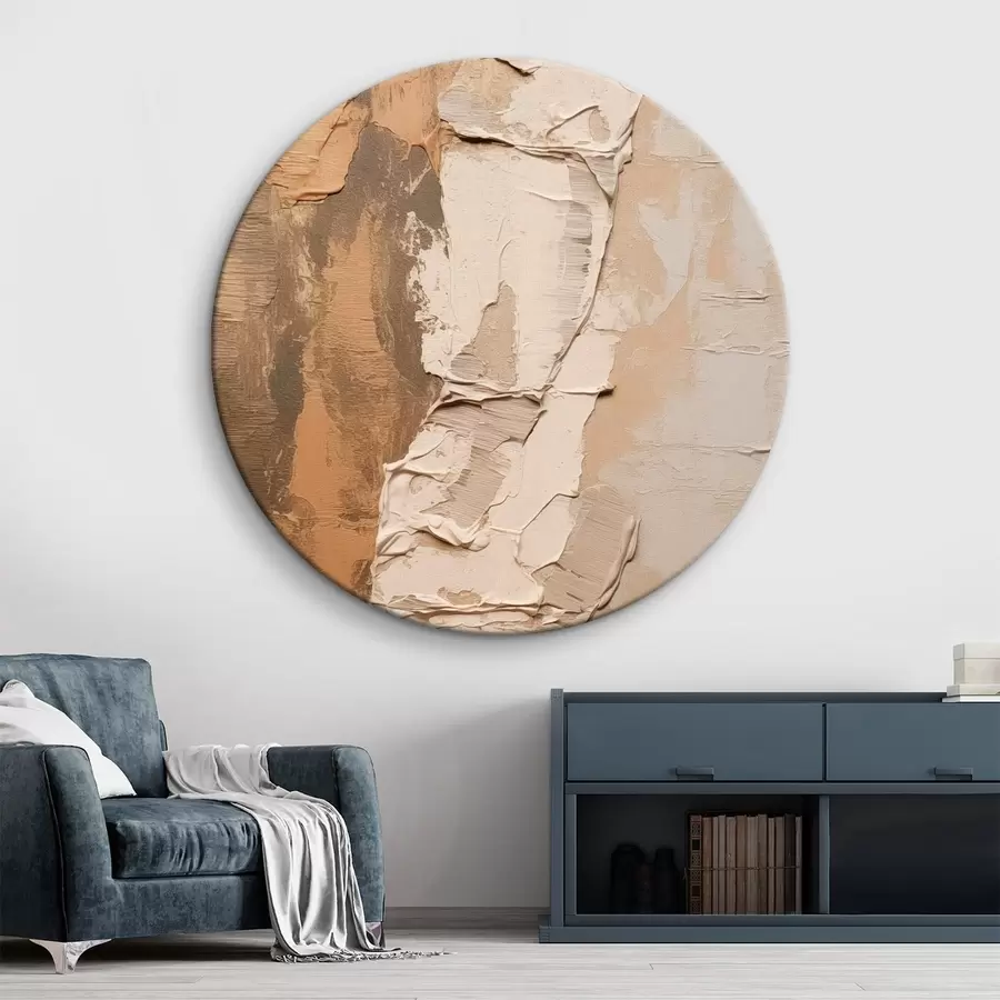 Obraz Abstraktní malba s hustými tahy štětcem, béžové a hnědé tóny, strukturovaný povrch, neutrální barevná paleta Č. r46272