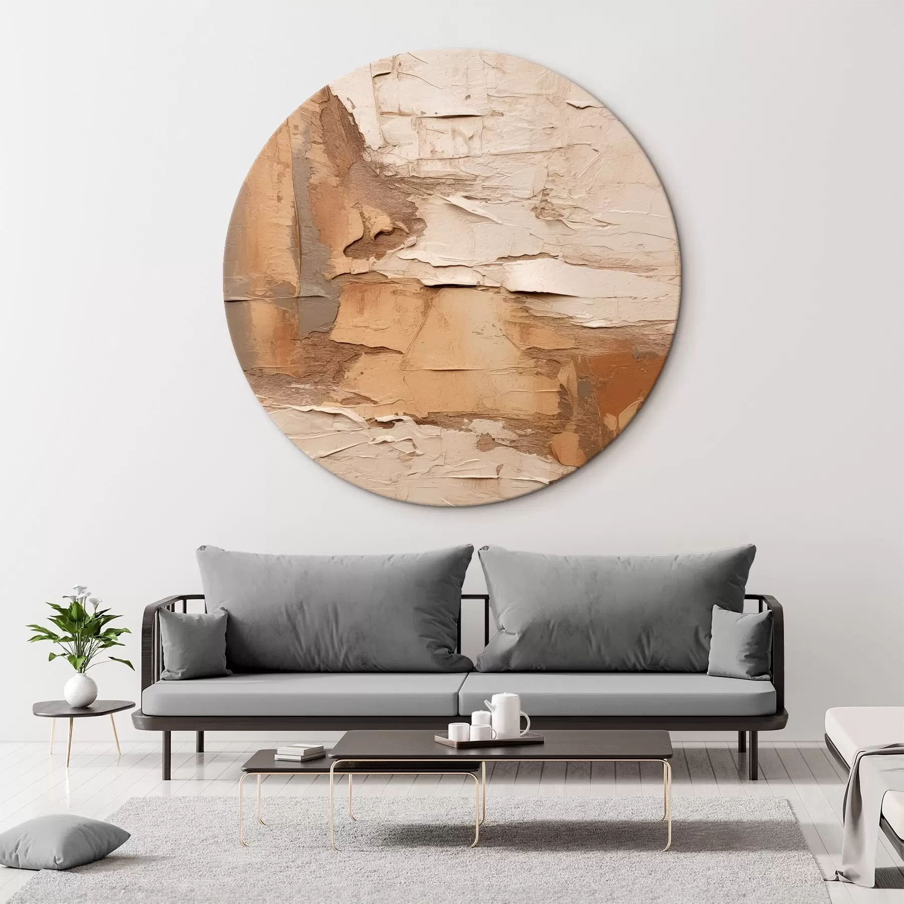 Obraz Abstraktní malba s hustými tahy štětcem, béžové a hnědé tóny, strukturovaný povrch, neutrální barevná paleta Č. r46273