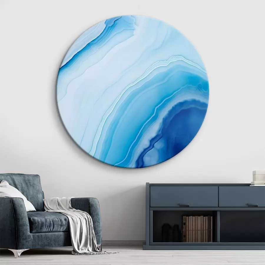 Obraz Abstraktní modrobílý achátový potisk, vířící linie a přechody, hladká textura, moderní umění, minimalistický Č. r46290