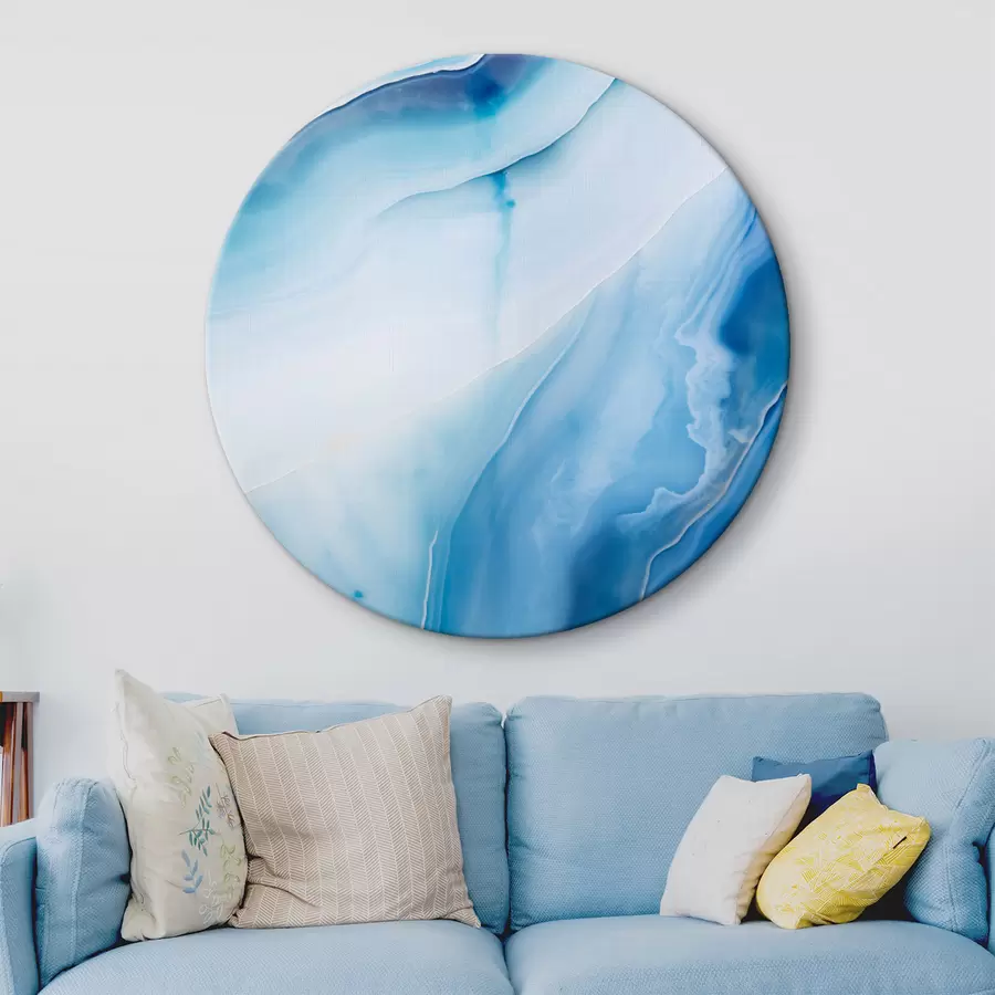 Obraz Abstraktní modrobílý achátový potisk, vířící linie a přechody, hladká textura, moderní umění, minimalistický Č. r46291