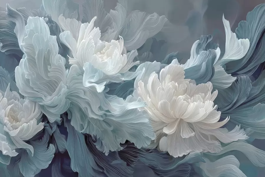 Fototapet Abstraktní květiny v modrých a tyrkysových odstínech w09452