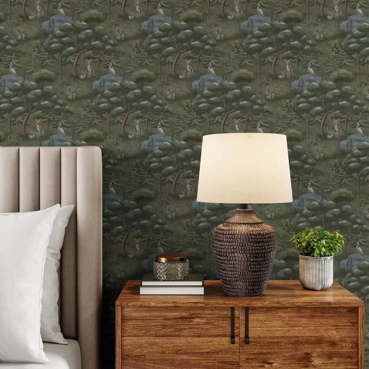 Tapety Lesní mýtina s koloušky, králíky a volavkami a00680