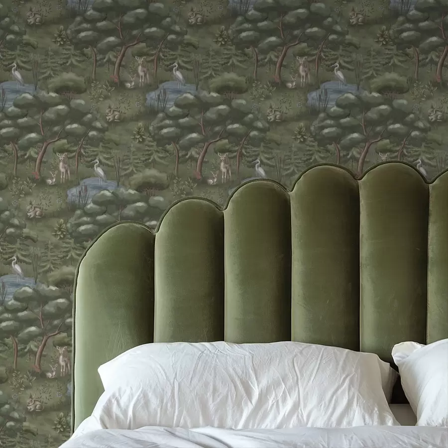 Fototapet Lesní mýtina s koloušky, králíky a volavkami a00680