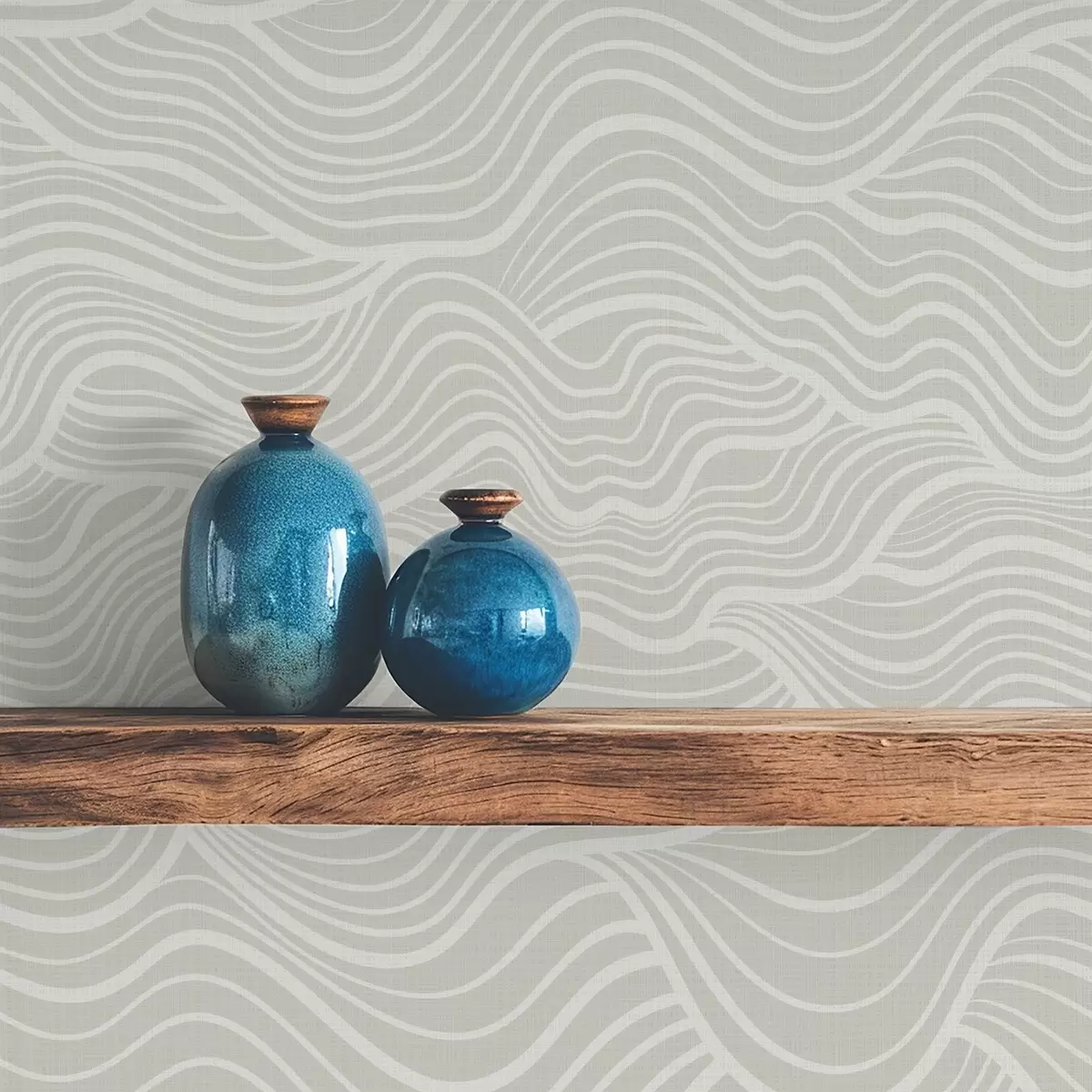 Tapety Vlny na šedo-olivovém pozadí s texturou látky a00681