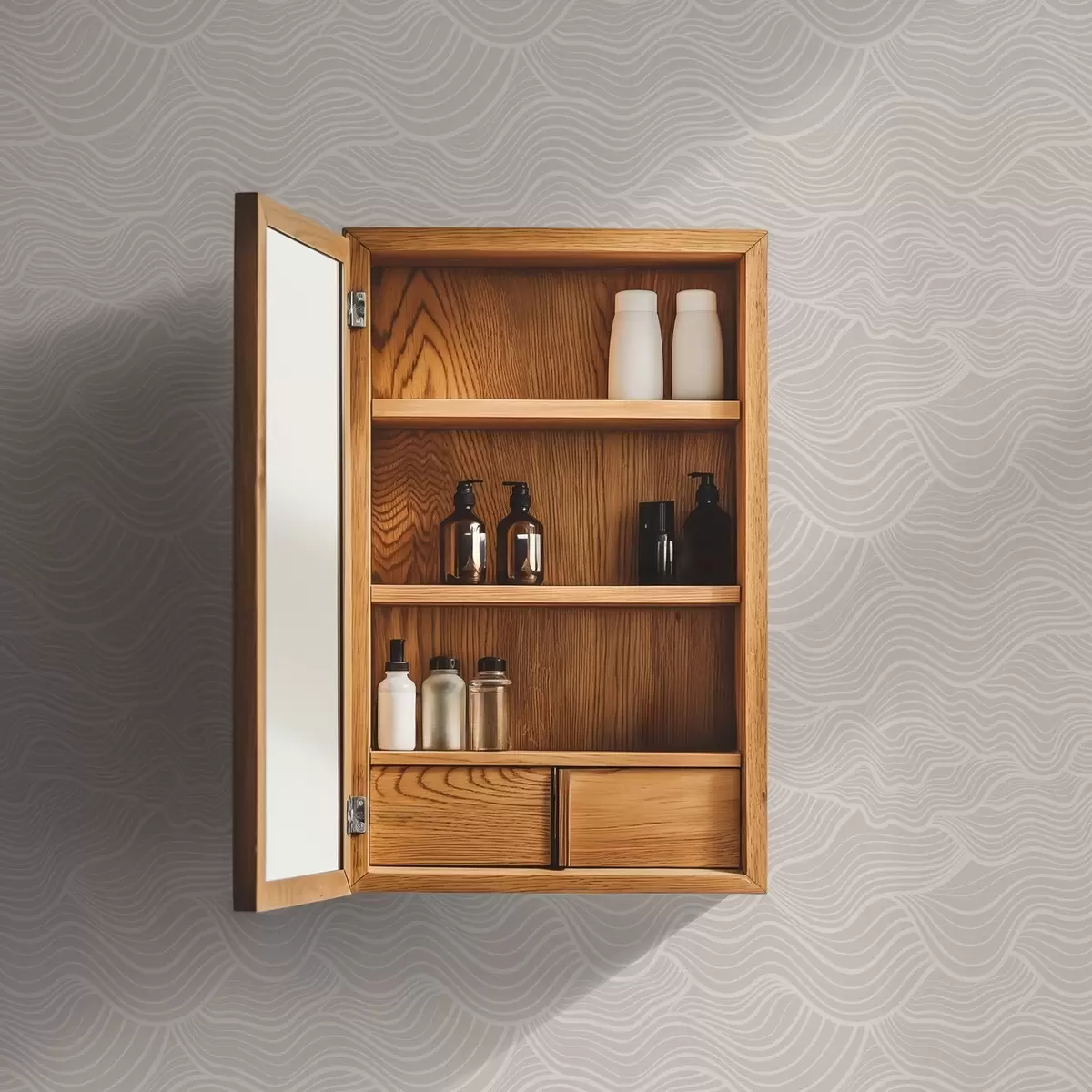 Tapety Tón v tónu vlnovky na teplé béžové barvě a00681v1