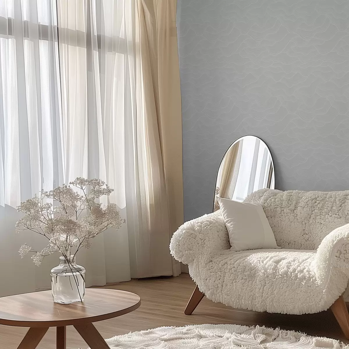 Tapety Světelné vlny, téměř bílý reliéf, minimální a00682v2