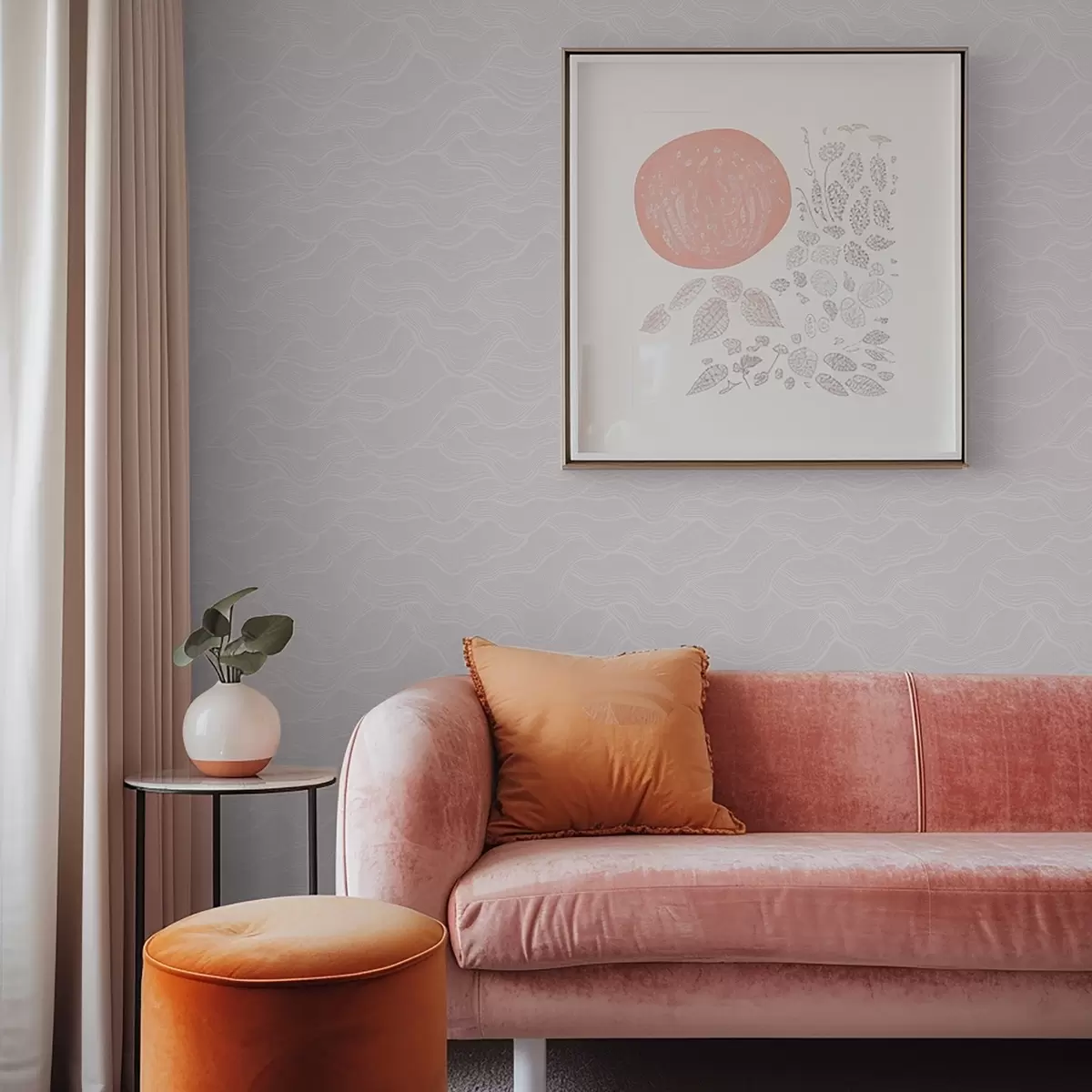 Tapety Pastelově růžový podklad s vlnitými čarami a00682v3