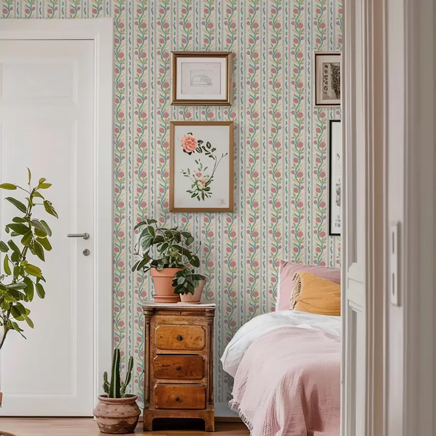 Fototapet Pruhy s korálovými pupeny na světle krémovém pozadí a00816v1