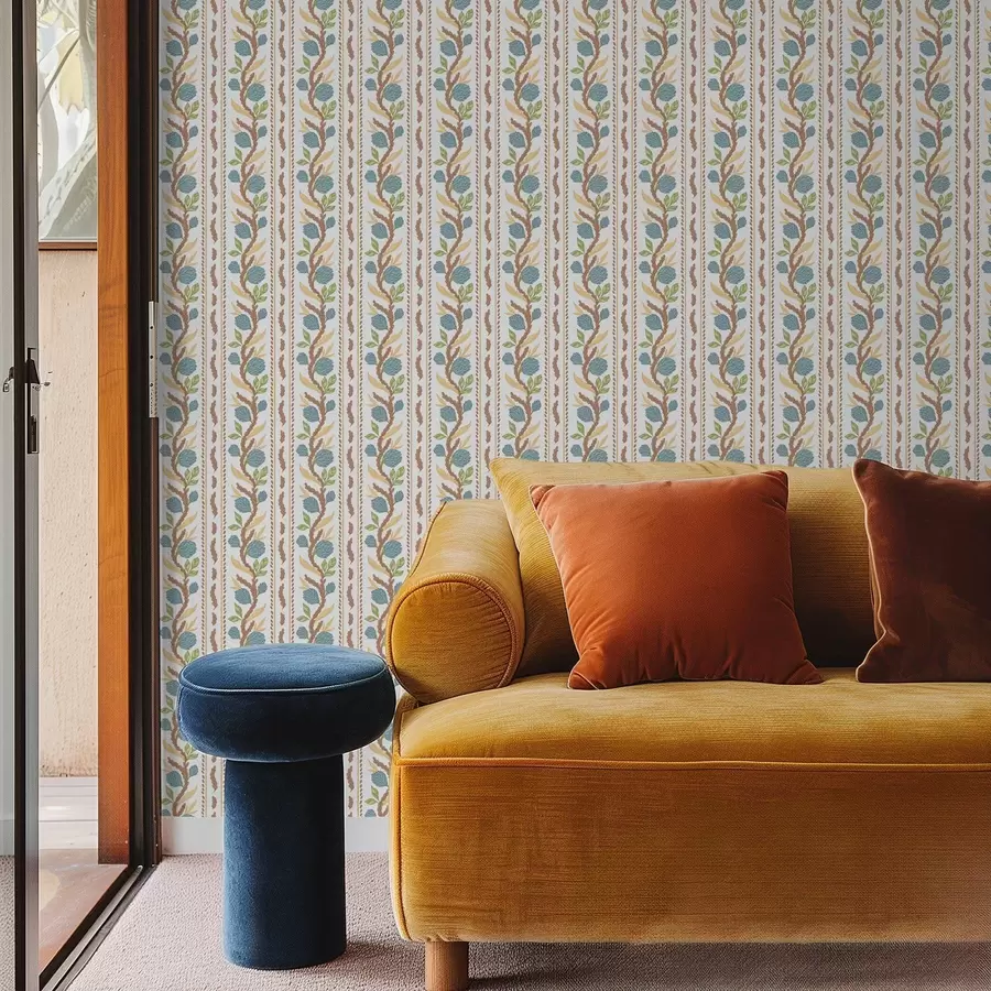 Fototapet Vertikální pruhy s modrými květy a00816v2