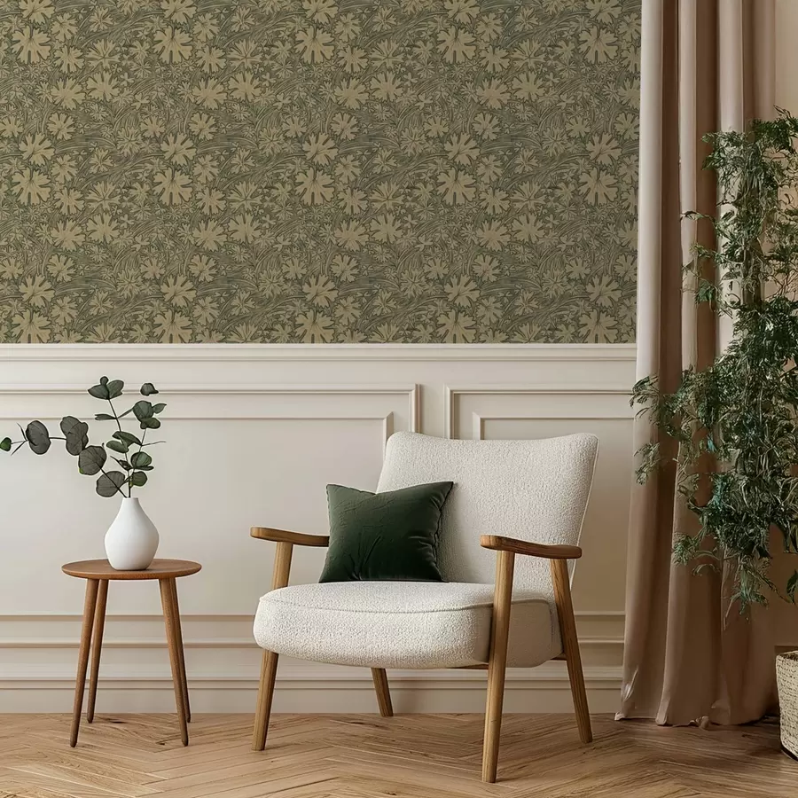 Fototapet Listy a trávy v šedo-olivových odstínech a00847v1