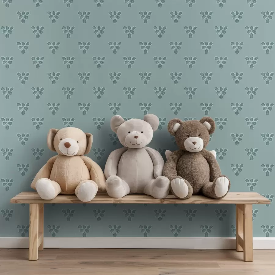 Fototapet Malá opakování: trojice listů na chladné modré a00848v1