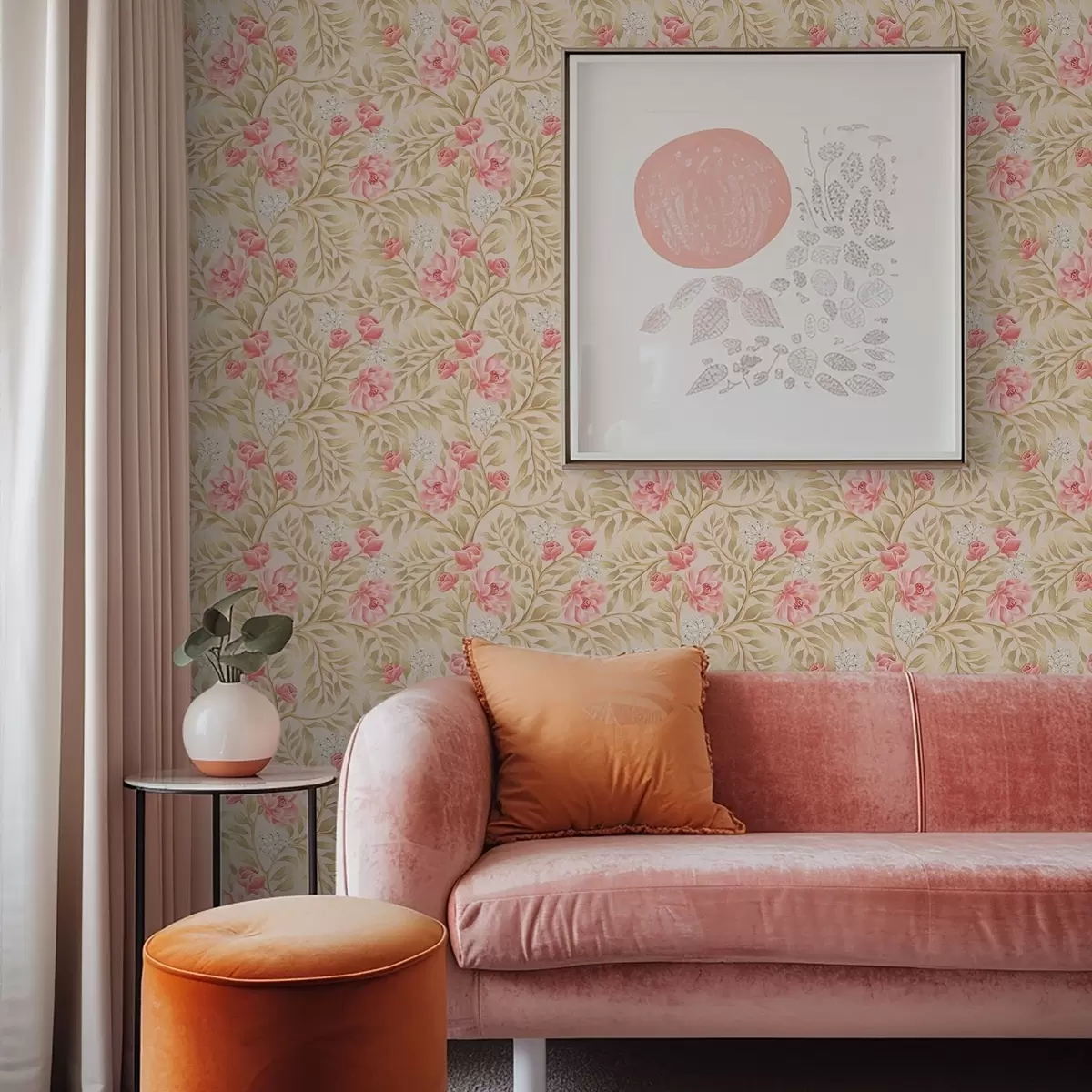 Tapety Růžové květy, bílé květy a okrové listy a00855