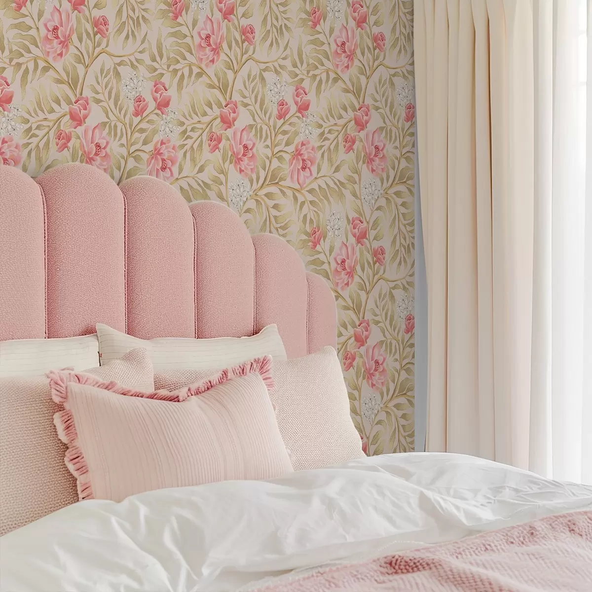 Tapety Růžové květy, bílé květy a okrové listy a00855