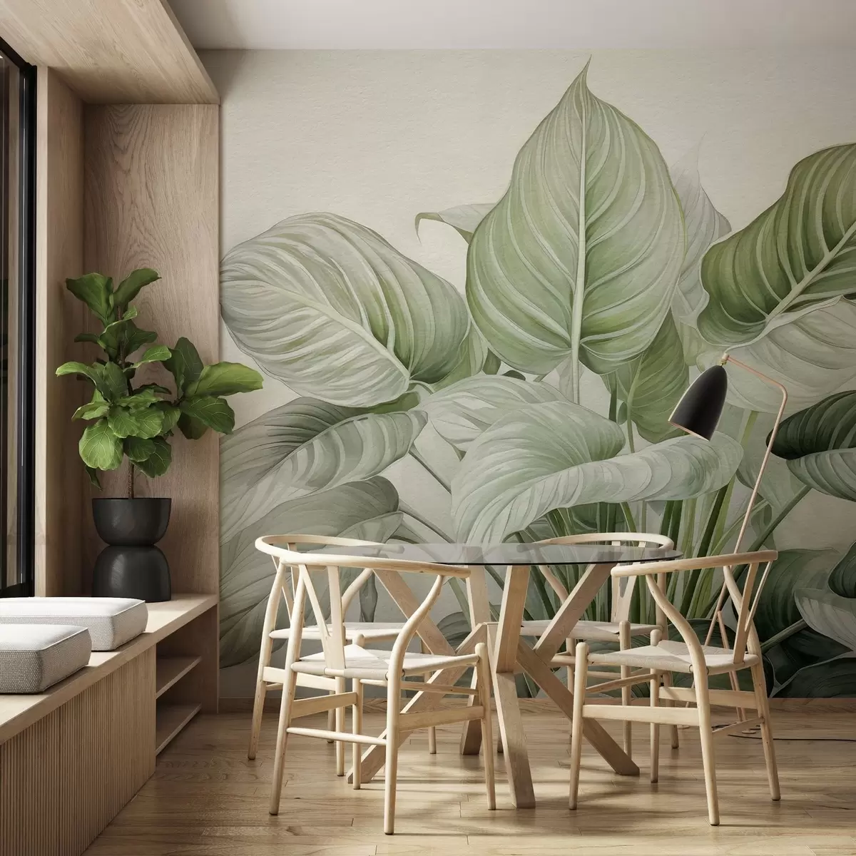 Fototapet Bujný keř se zelenými listy na zdi w04835